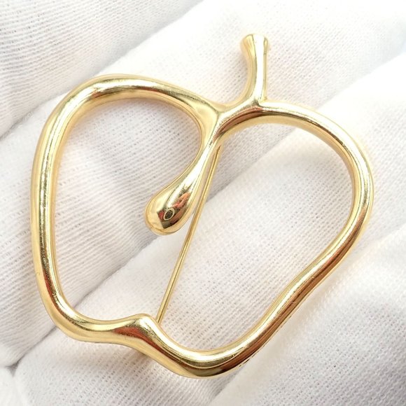 Authentic! Vintage Tiffany & Co Peretti 18k Yellow Gold Large Apple Pin Brooch - Picture 8 of 11